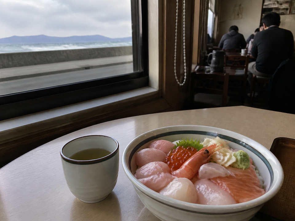 境港海鮮丼與熱茶