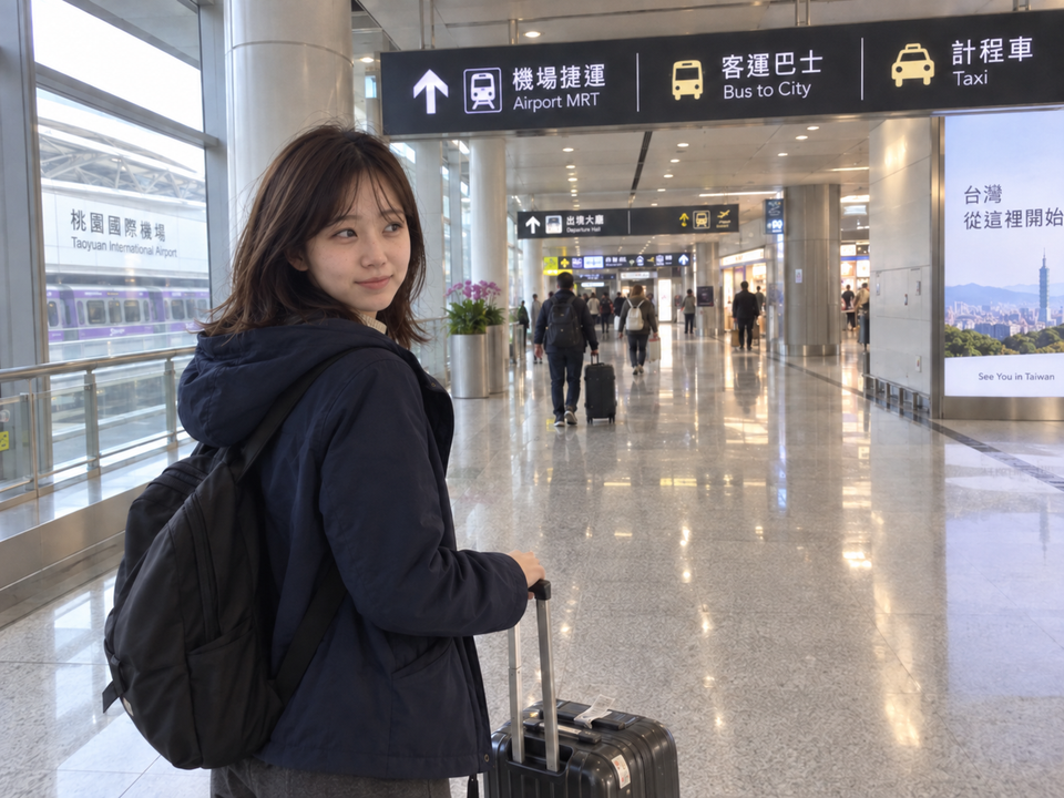 在旅行資訊海報前重新計算回程